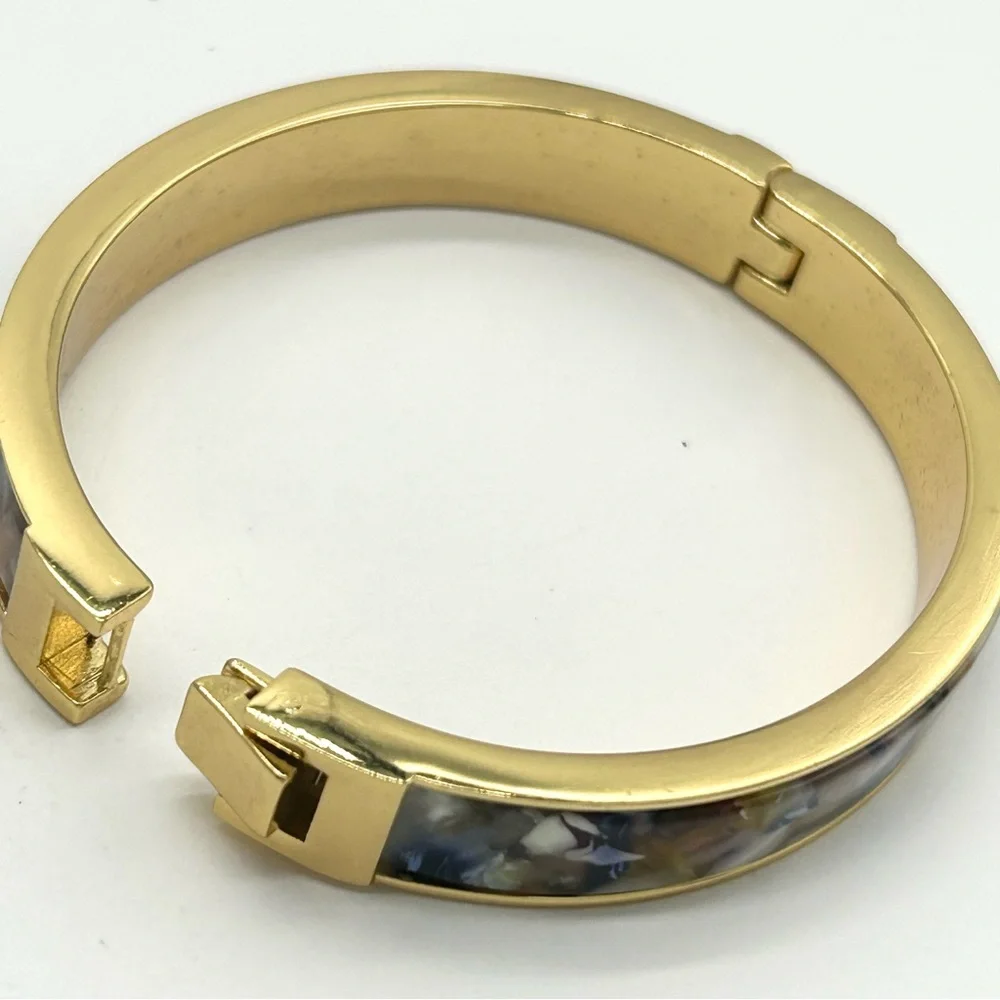J. Crew Jewel Tone Mother of Pearl Hinged Bangle Bracelet